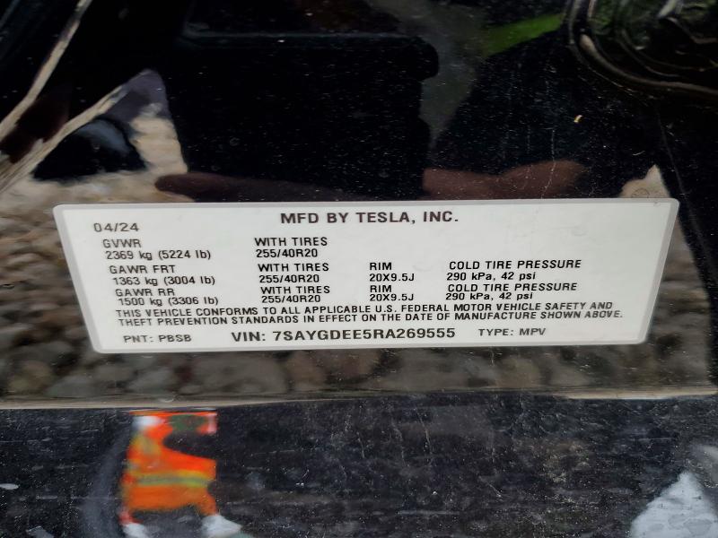 51661446 :رقم المزاد ، 7SAYGDEE5RA269555 vin ، 2024 Tesla Model Y مزاد بيع