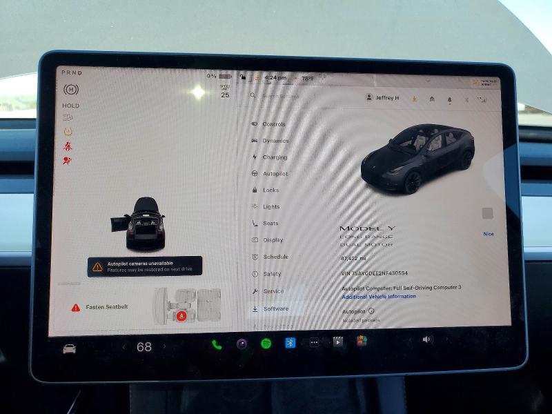 Aukcja sprzedaży 2022 Tesla Model Y, vin: 7SAYGDEE2NF430554, numer aukcji: 48280476