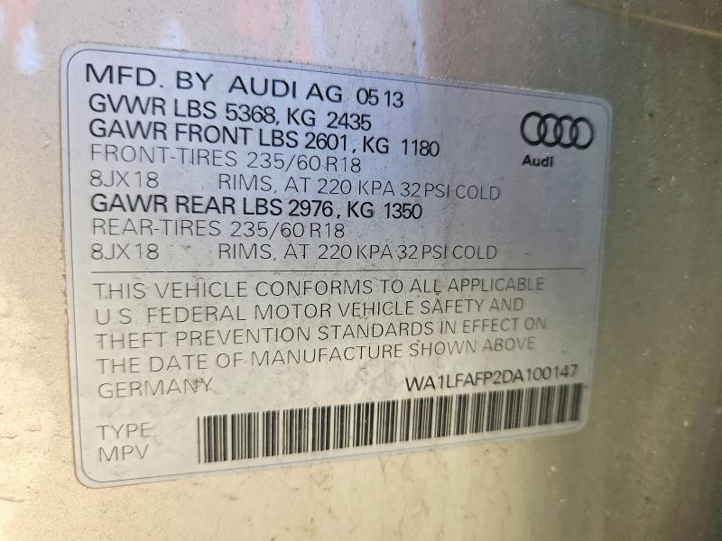 49440226 :رقم المزاد ، WA1LFAFP2DA100147 vin ، 2013 Audi Q5 مزاد بيع