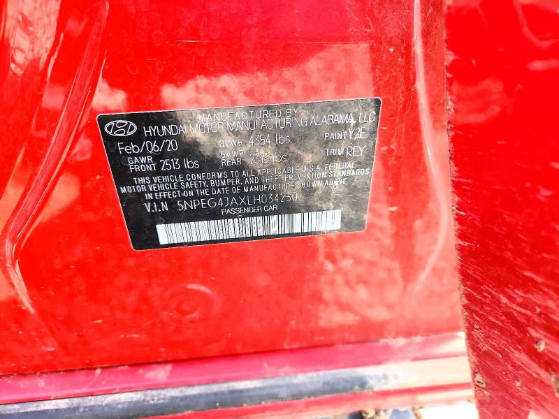 Aukcja sprzedaży 2020 Hyundai Sonata, vin: 5NPEG4JAXLH034230, numer aukcji: 49884886