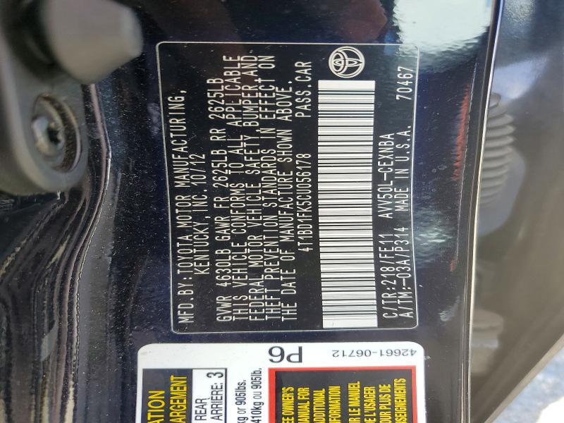 Продаж на аукціоні авто 2012 Toyota Camry Hybrid, vin: 4T1BD1FK5CU056178, номер лоту: 51287356