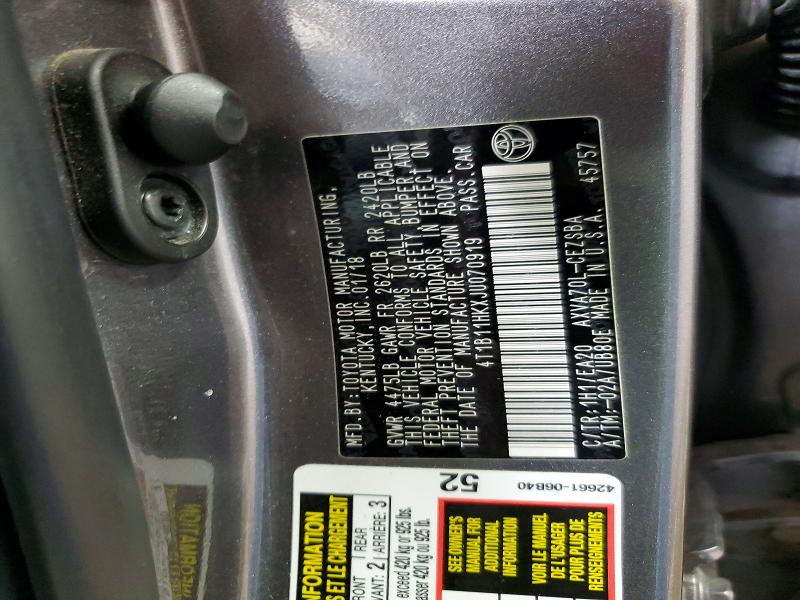 Продаж на аукціоні авто 2018 Toyota Camry, vin: 4T1B11HKXJU070919, номер лоту: 51302836