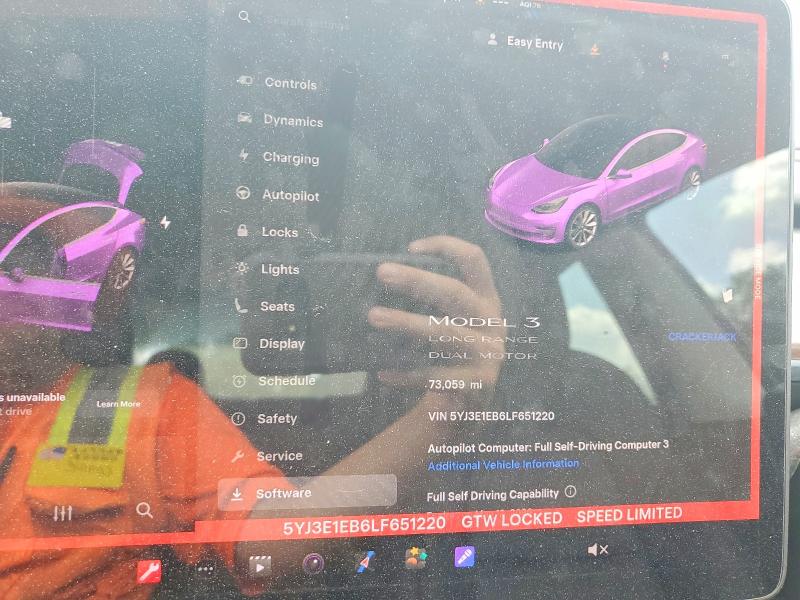 Продажа на аукционе авто 2020 Tesla Model 3, vin: 5YJ3E1EB6LF651220, номер лота: 51124876