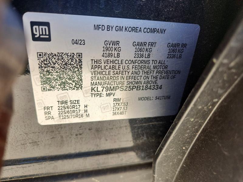 48995986 :رقم المزاد ، KL79MPS25PB184334 vin ، 2023 Chevrolet Trailblazer مزاد بيع