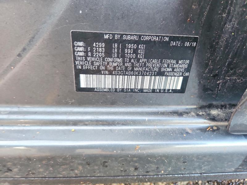50187676 :رقم المزاد ، 4S3GTAB60K3704231 vin ، 2019 Subaru Impreza مزاد بيع