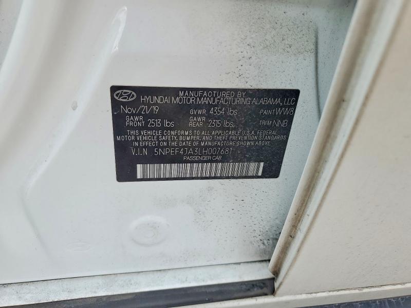 50329246 :رقم المزاد ، 5NPEF4JA3LH007681 vin ، 2020 Hyundai Sonata مزاد بيع