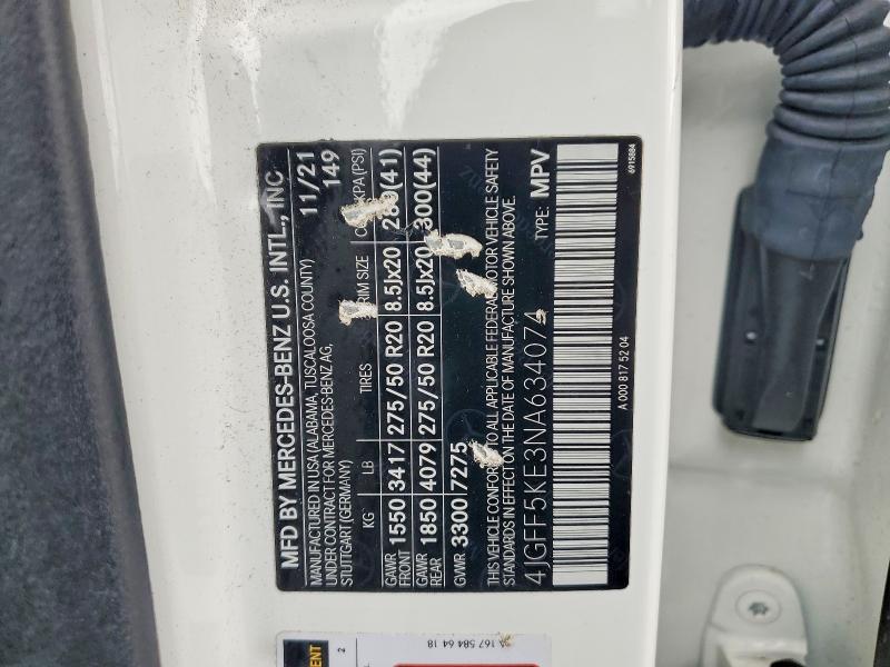 Aukcja sprzedaży 2022 Mercedes-benz Gls, vin: 4JGFF5KE3NA634074, numer aukcji: 51242336