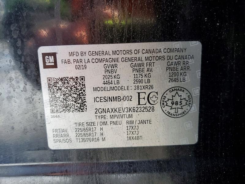 Продажа на аукционе авто 2019 Chevrolet Equinox, vin: 2GNAXKEV3K6232528, номер лота: 47372386