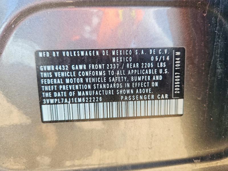 Продажа на аукционе авто 2014 Volkswagen Jetta, vin: 3VWPL7AJ1EM622226, номер лота: 50703186