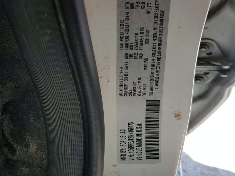 47994506 :رقم المزاد ، 1C6RREJT2NN169473 vin ، 2022 Ram 1500 مزاد بيع