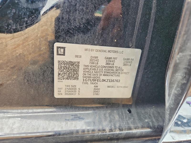 Auction sale of the 2019 Gmc Sierra, vin: 1GTU9FEL0KZ116763, lot number: 51256786