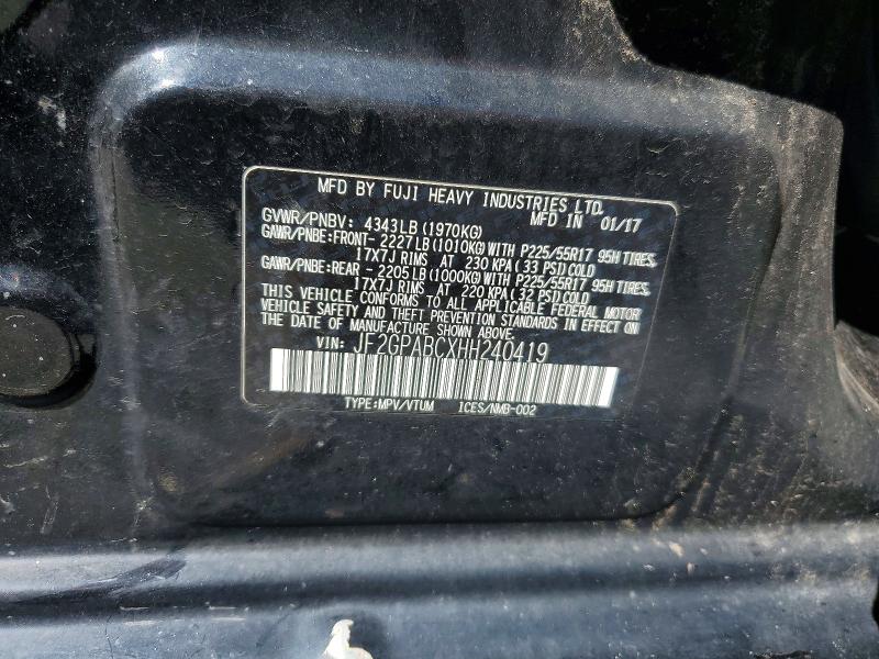 Продажа на аукционе авто 2017 Subaru Crosstrek, vin: JF2GPABCXHH240419, номер лота: 51336756