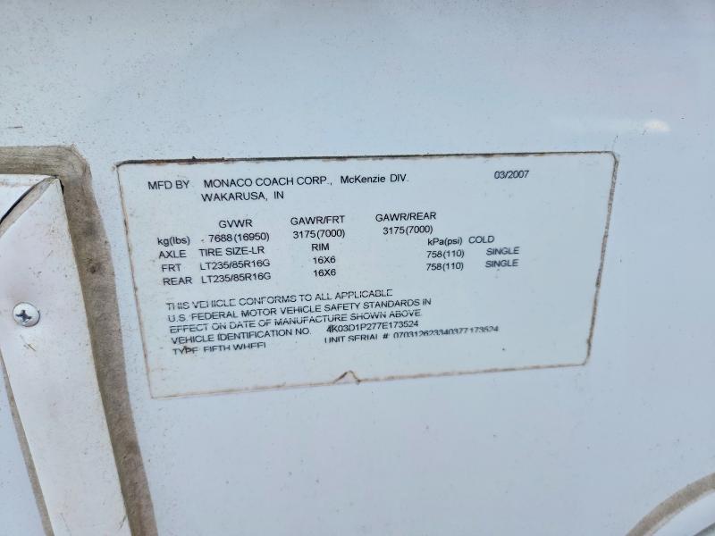 Продаж на аукціоні авто 2007 Mckenzie Unknown, vin: 4K03D1P277E173524, номер лоту: 46987506