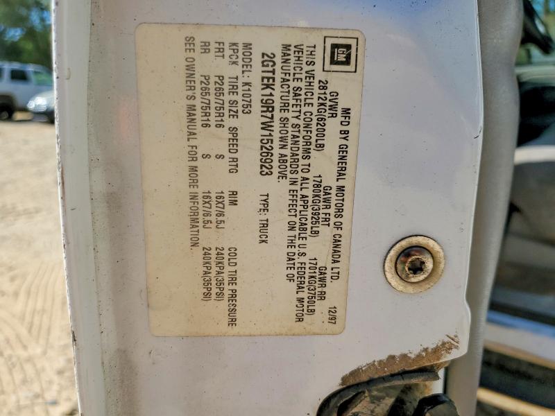48344526 :رقم المزاد ، 2GTEK19R7W1526923 vin ، 1998 Gmc Sierra مزاد بيع
