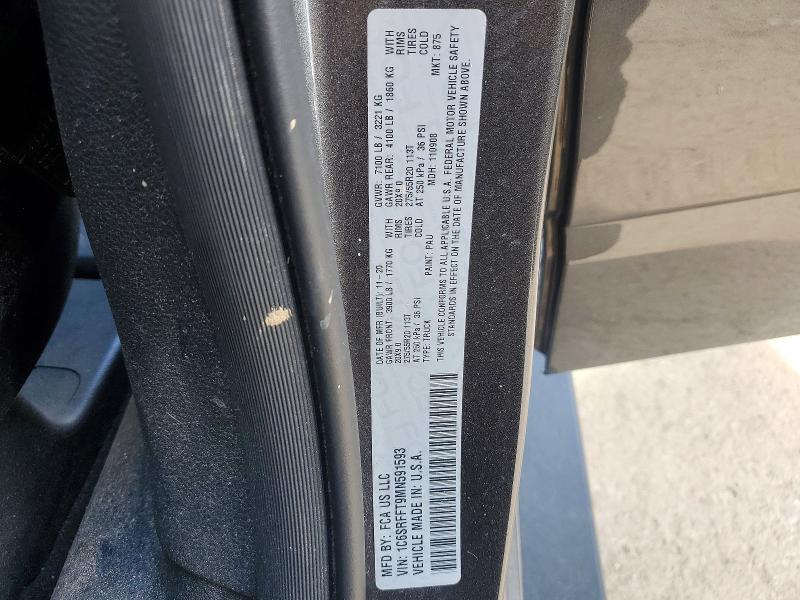 2021 Ram 1500 მანქანა იყიდება აუქციონზე, vin: 1C6SRFFT9MN591593, აუქციონის ნომერი: 52048036