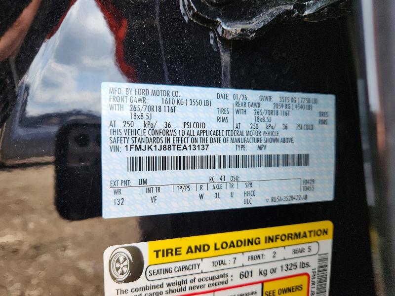 2026 Ford Expedition მანქანა იყიდება აუქციონზე, vin: 1FMJK1J88TEA13137, აუქციონის ნომერი: 51102456