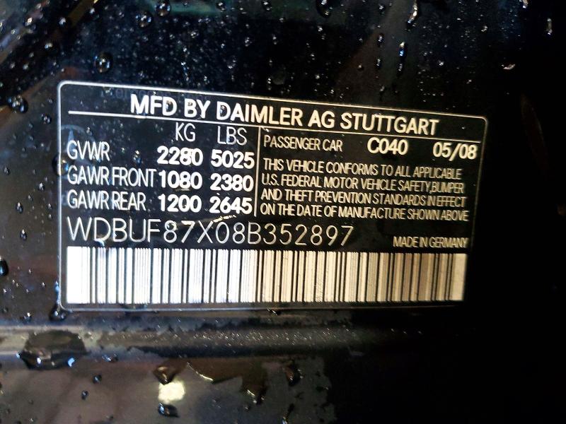 Продажа на аукционе авто 2008 Mercedes Benz E, vin: WDBUF87X08B352897, номер лота: 48537926