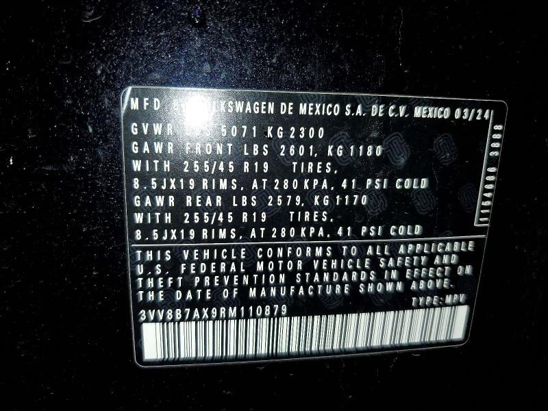 50607916 :رقم المزاد ، 3VV8B7AX9RM110879 vin ، 2024 Volkswagen Tiguan مزاد بيع