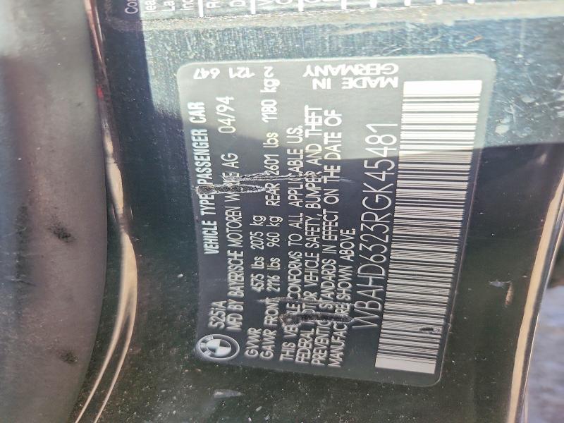 51118176 :رقم المزاد ، WBAHD6323RGK45481 vin ، 1994 Bmw 525 مزاد بيع