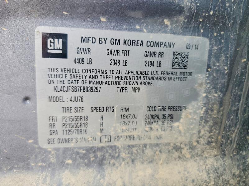 50457746 :رقم المزاد ، KL4CJFSB7FB039297 vin ، 2015 Buick Encore مزاد بيع
