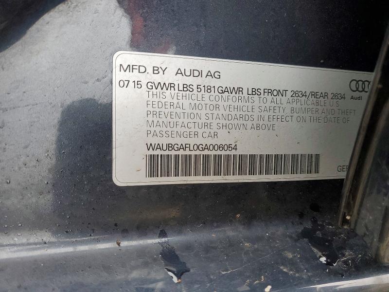 2016 Audi S4 მანქანა იყიდება აუქციონზე, vin: WAUBGAFL0GA006054, აუქციონის ნომერი: 48296436