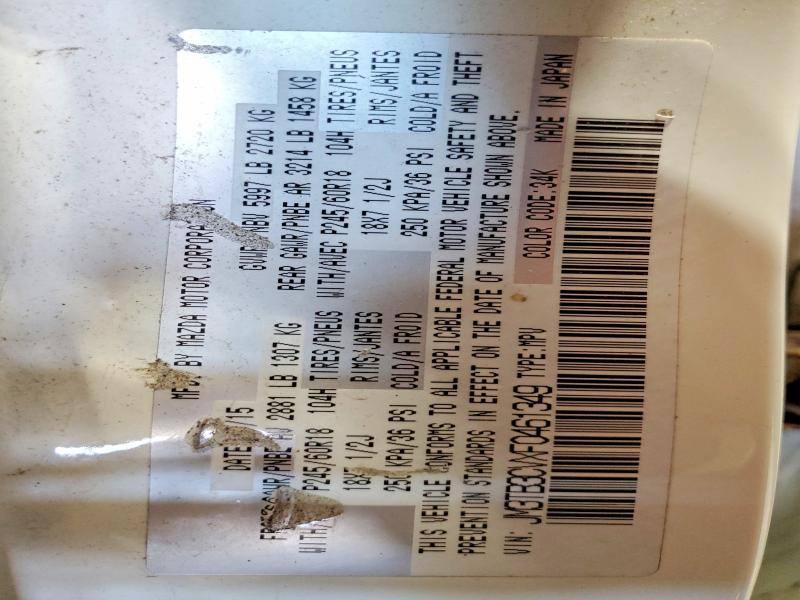 49777776 :رقم المزاد ، JM3TB3CVXF0461349 vin ، 2015 Mazda Cx-9 مزاد بيع