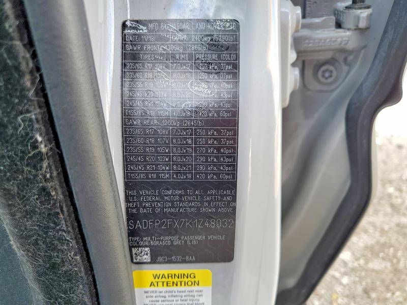 Продаж на аукціоні авто 2019 Jaguar E-pace, vin: SADFP2FX7K1Z48032, номер лоту: 48611776