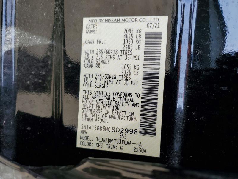 2021 Nissan Rogue მანქანა იყიდება აუქციონზე, vin: 5N1AT3BB6MC802998, აუქციონის ნომერი: 50491506