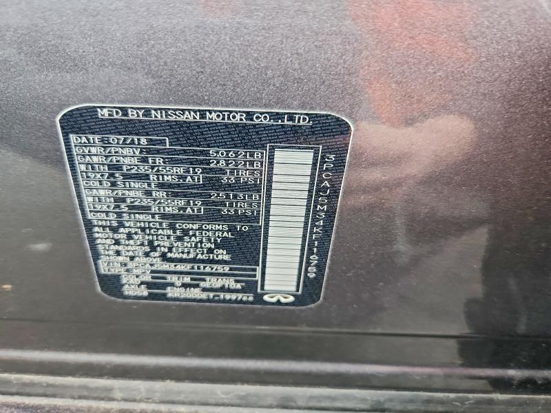 Aukcja sprzedaży 2019 Infiniti Qx50, vin: 3PCAJ5M34KF116759, numer aukcji: 48130976