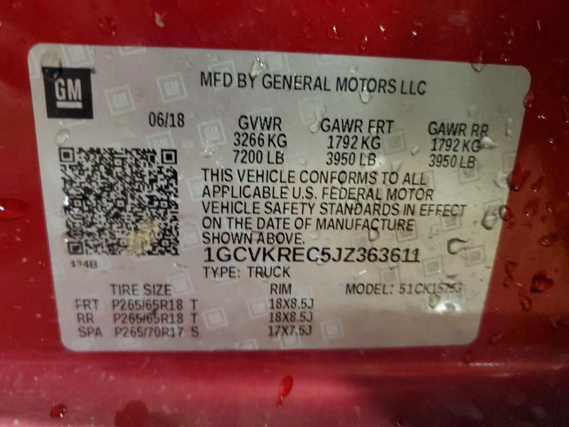 Продаж на аукціоні авто 2018 Chevrolet Silverado, vin: 1GCVKREC5JZ363611, номер лоту: 55562196