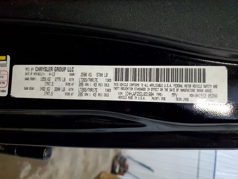 51842106 :رقم المزاد ، 1C4HJWFG5DL651684 vin ، 2013 Jeep Wrangler Unlimited مزاد بيع