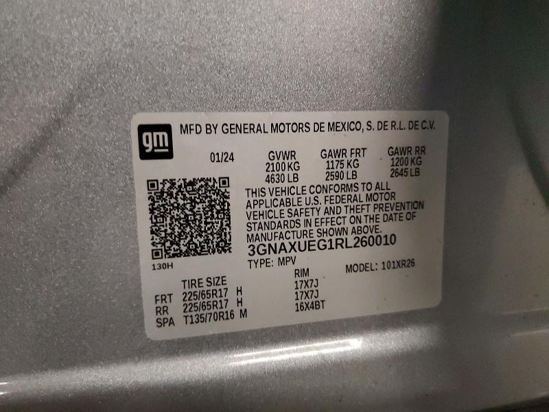 Aukcja sprzedaży 2024 Chevrolet Equinox, vin: 3GNAXUEG1RL260010, numer aukcji: 49648696