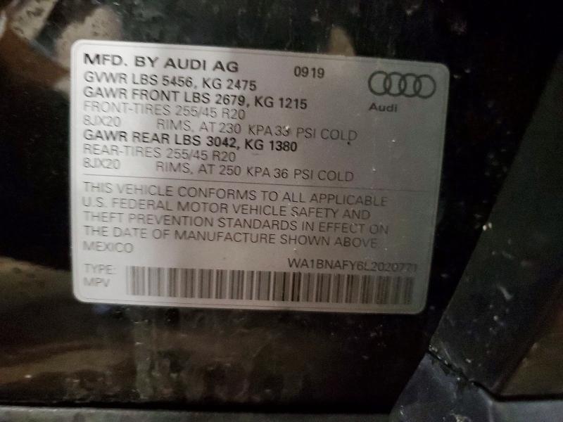 Продаж на аукціоні авто 2020 Audi Q5, vin: WA1BNAFY6L2020771, номер лоту: 49395016