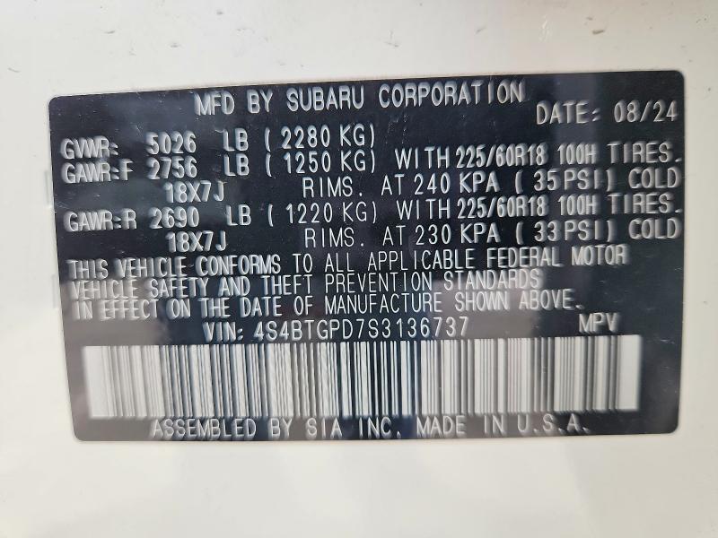 Продажа на аукционе авто 2025 Subaru Outback, vin: 4S4BTGPD7S3136737, номер лота: 50365406
