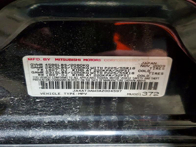Продаж на аукціоні авто 2010 Mitsubishi Outlander, vin: JA4AT3AW3AZ004597, номер лоту: 50313886
