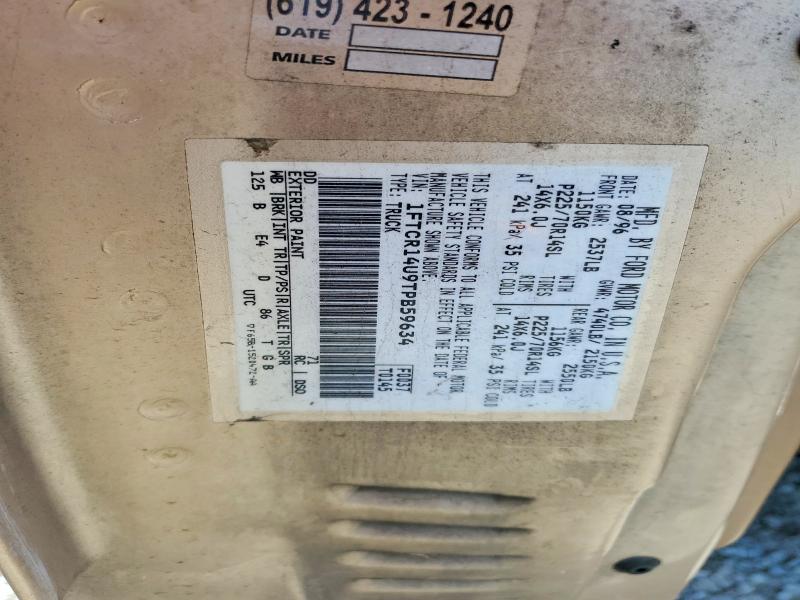 51873456 :رقم المزاد ، 1FTCR14U9TPB59634 vin ، 1996 Ford Ranger مزاد بيع