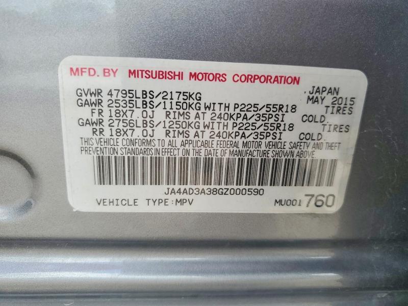 Продаж на аукціоні авто 2016 Mitsubishi Outlander, vin: JA4AD3A38GZ000590, номер лоту: 49221996