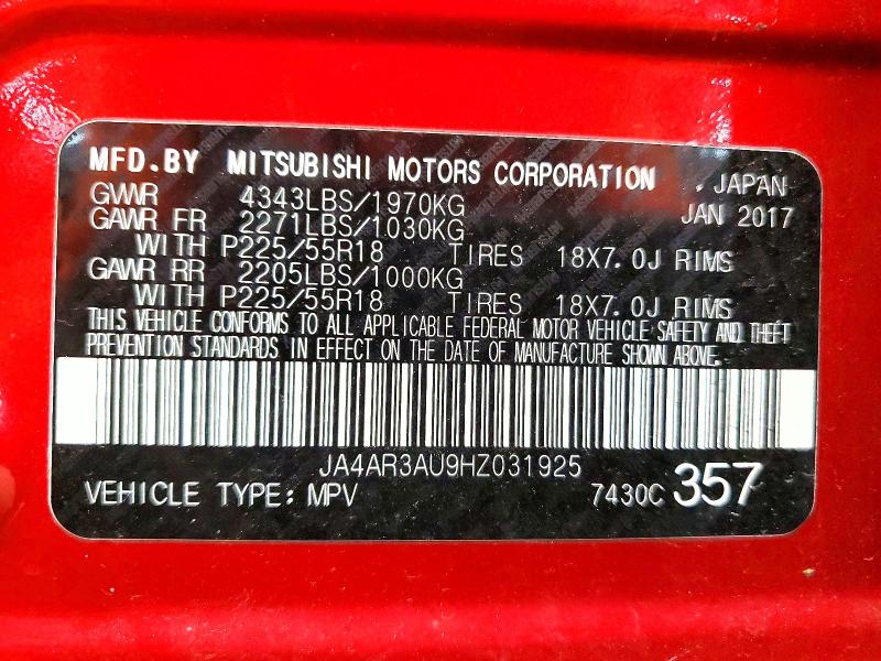 Продаж на аукціоні авто 2017 Mitsubishi Outlander Sport, vin: JA4AR3AU9HZ031925, номер лоту: 49443076