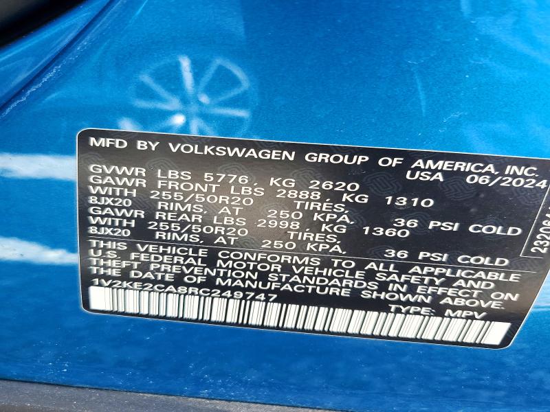 Aukcja sprzedaży 2024 Volkswagen Atlas Cross Sport, vin: 1V2KE2CA8RC249747, numer aukcji: 50455686