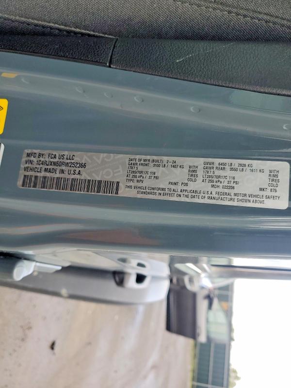 2024 Jeep Wrangler მანქანა იყიდება აუქციონზე, vin: 1C4RJXN60RW252366, აუქციონის ნომერი: 51130706