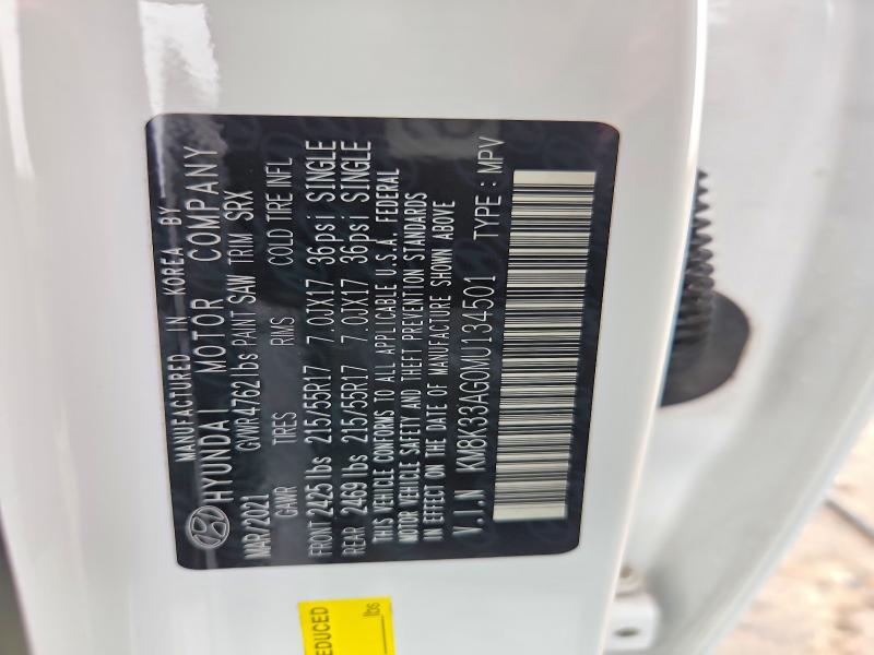 Aukcja sprzedaży 2021 Hyundai Kona Electric, vin: KM8K33AG0MU134501, numer aukcji: 48208236