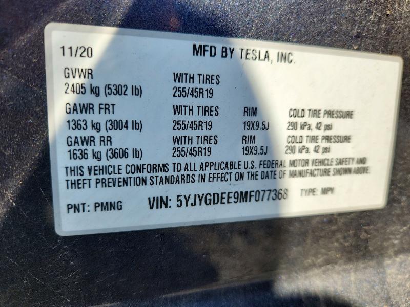 Aukcja sprzedaży 2021 Tesla Model Y, vin: 5YJYGDEE9MF077368, numer aukcji: 48948906