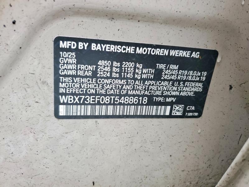 49968776 :رقم المزاد ، WBX73EF08T5488618 vin ، 2026 Bmw X1 مزاد بيع