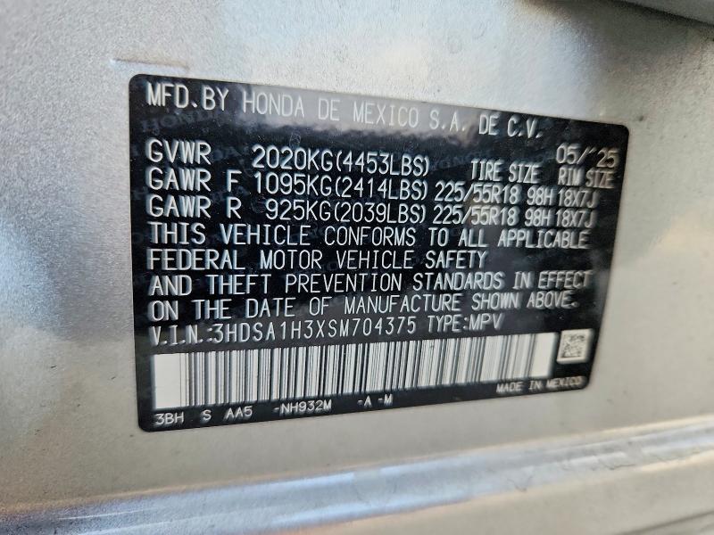50303406 :رقم المزاد ، 3HDSA1H3XSM704375 vin ، 2025 Acura Adx مزاد بيع