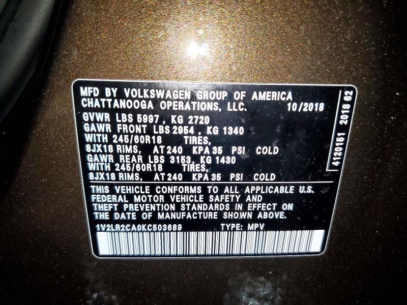 Aukcja sprzedaży 2019 Volkswagen Atlas, vin: 1V2LR2CA0KC503689, numer aukcji: 51562986