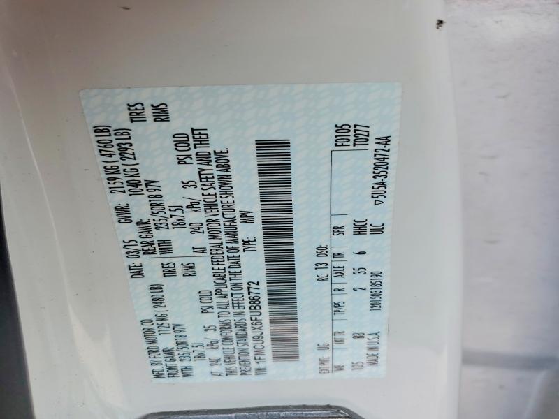 51121886 :رقم المزاد ، 1FMCU9JX6FUB86772 vin ، 2015 Ford Escape مزاد بيع