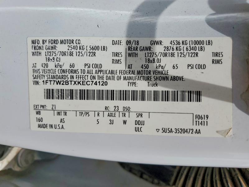 Aukcja sprzedaży 2019 Ford F250, vin: 1FT7W2BTXKEC74120, numer aukcji: 51320806