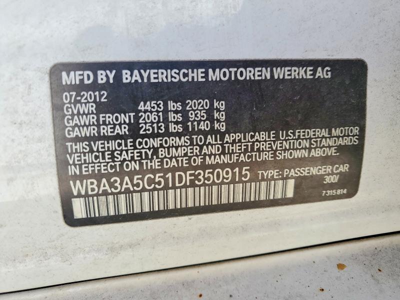 49030116 :رقم المزاد ، WBA3A5C51DF350915 vin ، 2013 Bmw 328 مزاد بيع