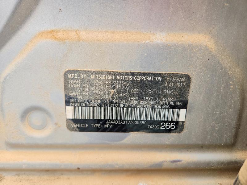 2018 Mitsubishi Outlander მანქანა იყიდება აუქციონზე, vin: JA4AD3A31JZ005380, აუქციონის ნომერი: 51998526