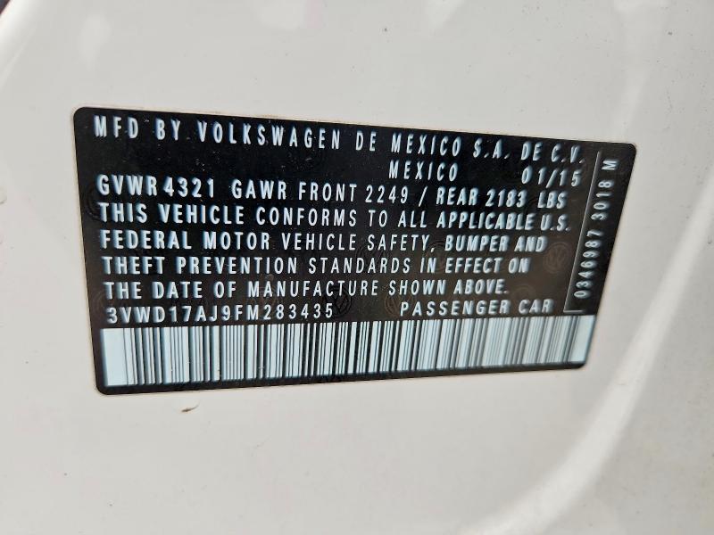 50804526 :رقم المزاد ، 3VWD17AJ9FM283435 vin ، 2015 Volkswagen Jetta مزاد بيع